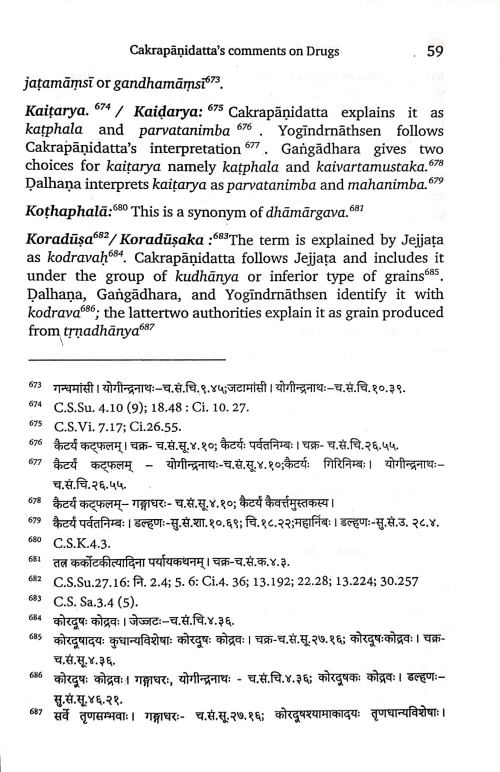 Chakrapanidatta's Comments on Drugs.